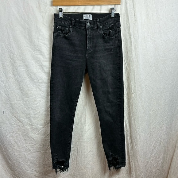 AGOLDE Sophie Crop High Rise Black Denim Jeans Style A018 C-844 Size 28 - Picture 1 of 13